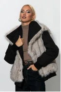 Bomber double face jacket με γιακά μαύρο Bomber double face jacket με γιακά μαύρο