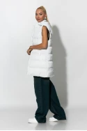 Puffer αμάνικο μπουφάν με λεοπάρ φόδρα λευκό