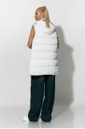 Puffer αμάνικο μπουφάν με λεοπάρ φόδρα λευκό