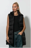 Puffer αμάνικο μπουφάν με λεοπάρ φόδρα μαύρο