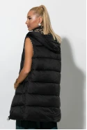 Puffer αμάνικο μπουφάν με λεοπάρ φόδρα μαύρο