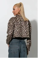 Cropped jacket λεοπάρ με τσέπες μπεζ 