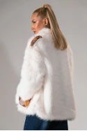 Γούνινο jacket με λεπτομέρεια παγιέτα εκρού 