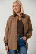Jacket με κουμπιά και leather λεπτομέριες ταμπά