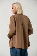 Jacket με κουμπιά και leather λεπτομέριες ταμπά