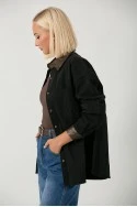 Jacket με κουμπιά και leather λεπτομέριες μαύρο