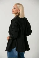 Jacket με κουμπιά και leather λεπτομέριες μαύρο