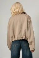 Jacket bomber ριγέ με φερμουάρ μπεζ