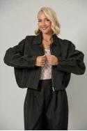 Jacket bomber ριγέ με φερμουάρ μαύρο