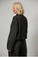 Jacket bomber ριγέ με φερμουάρ μαύρο