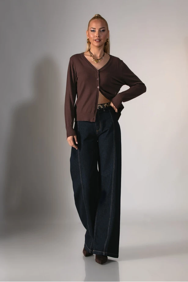 Πλεκτή ζακέτα καφέ 