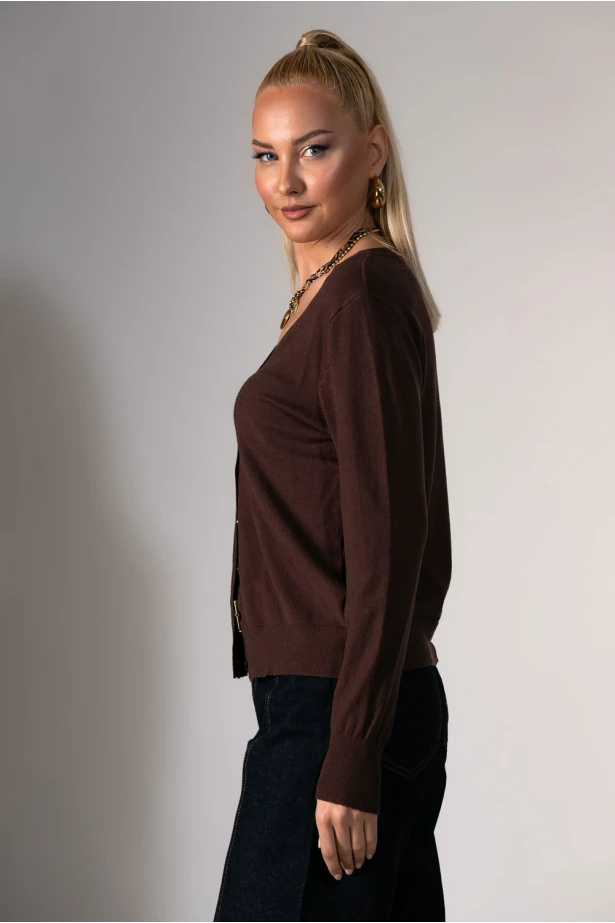 Πλεκτή ζακέτα καφέ 