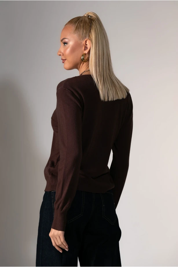 Πλεκτή ζακέτα καφέ 