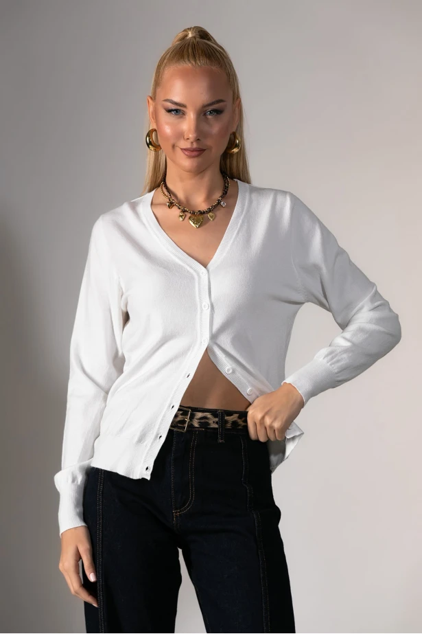 Πλεκτή ζακέτα λευκό