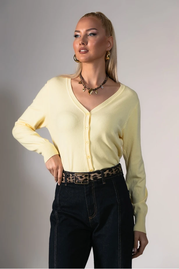 Πλεκτή ζακέτα κίτρινο