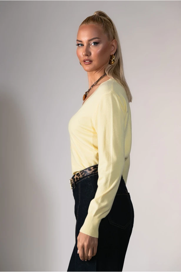 Πλεκτή ζακέτα κίτρινο