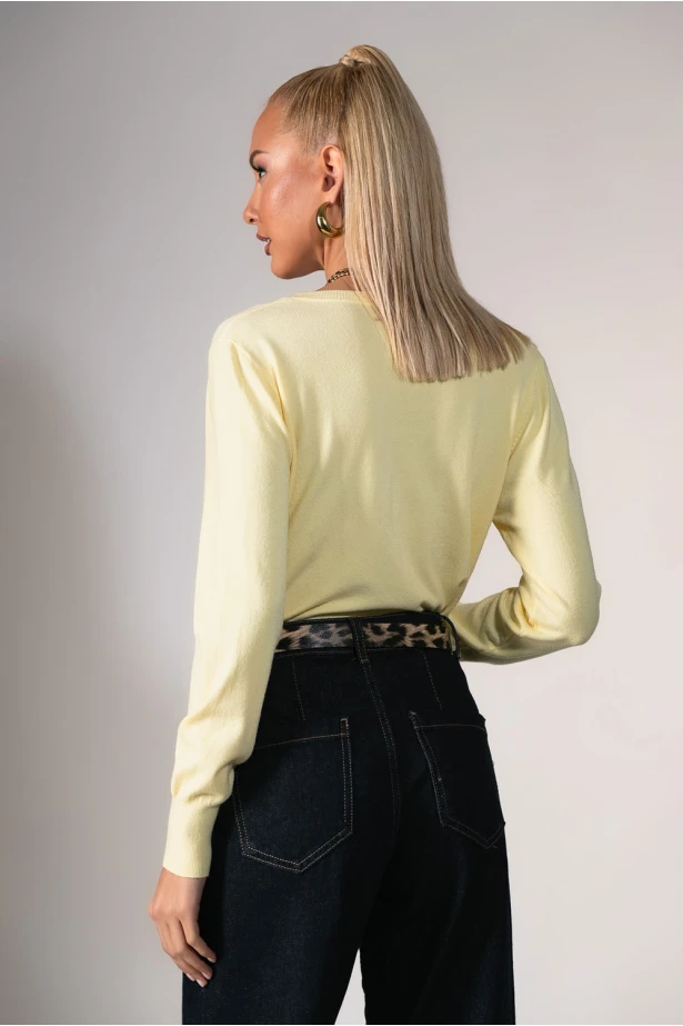 Πλεκτή ζακέτα κίτρινο