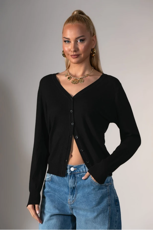 Πλεκτή ζακέτα μαύρο