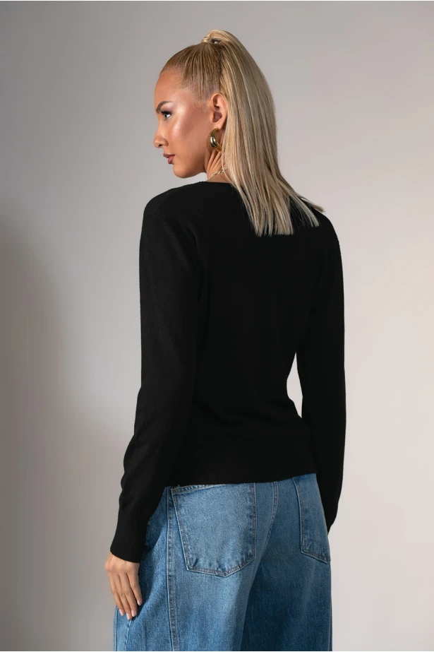 Πλεκτή ζακέτα μαύρο