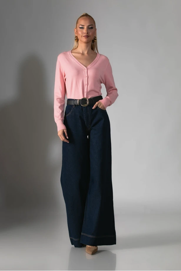 Πλεκτή ζακέτα ροζ