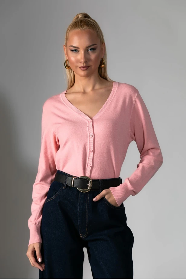Πλεκτή ζακέτα ροζ