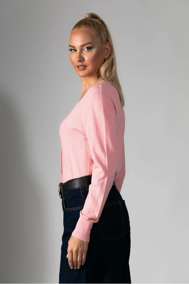 Πλεκτή ζακέτα ροζ