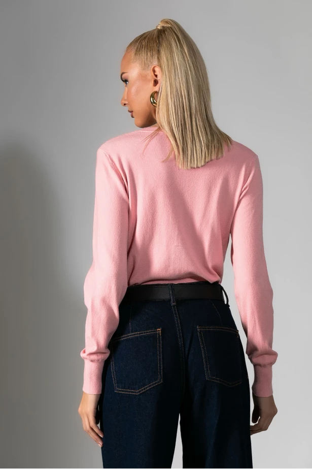 Πλεκτή ζακέτα ροζ