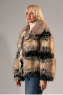 Γούνινο jacket με διαφορετικές αποχρώσεις μπεζ