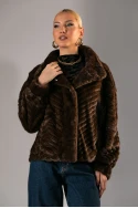 Γούνινο jacket με εφέ καφέ