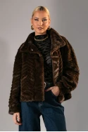 Γούνινο jacket με εφέ καφέ