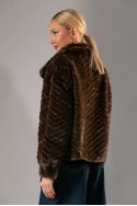 Γούνινο jacket με εφέ καφέ