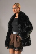 Γούνινο jacket με γιακά μαύρο