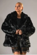 Γούνινο jacket με γιακά μαύρο