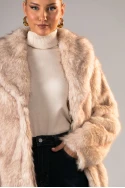 Γούνινο jacket με γιακά μπεζ