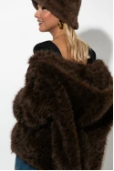 Γούνινο jacket λεοπάρ με κουκούλα καφέ