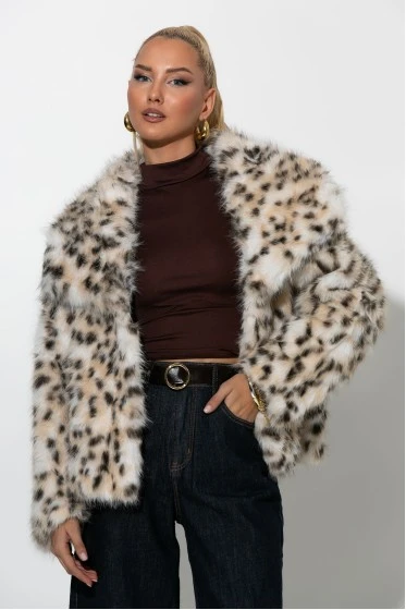 Γούνινο jacket με γιακά γκρι