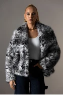 Γούνινο jacket με γιακά γκρι