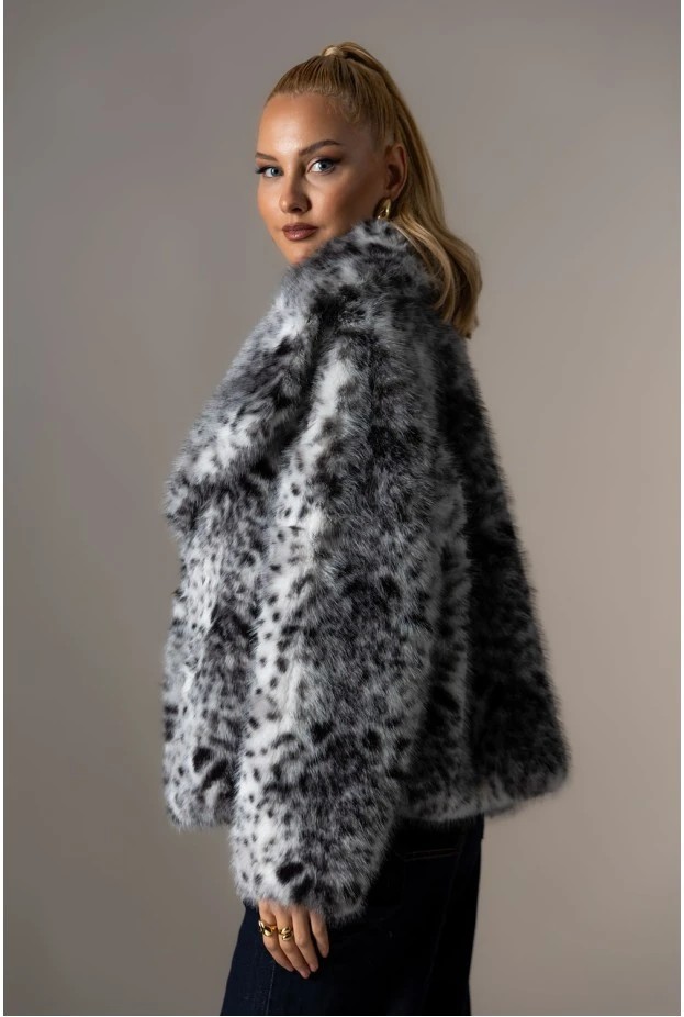 Γούνινο jacket με γιακά γκρι