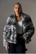 Γούνινο jacket με γιακά γκρι Γούνινο jacket με γιακά γκρι