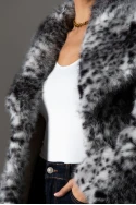 Γούνινο jacket με γιακά γκρι Γούνινο jacket με γιακά γκρι