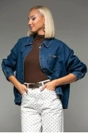 Jean jacket με διακοσμητικά κουμπιά στην τσέπη μπλε