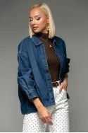 Jean jacket με διακοσμητικά κουμπιά στην τσέπη μπλε