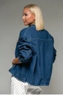 Jean jacket με διακοσμητικά κουμπιά στην τσέπη μπλε