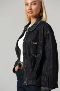 Jean jacket με διακοσμητικά κουμπιά στην τσέπη μπλε ντένιμ