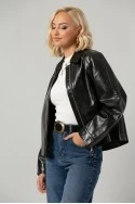 Leather jacket με vintage εφέ μαύρο