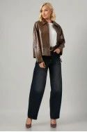 Leather jacket με vintage εφέ ταμπά