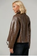 Leather jacket με vintage εφέ ταμπά