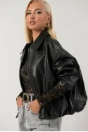 Leather jacket balloon με φερμουάρ μαύρο