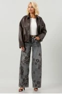 Leather jacket balloon με φερμουάρ μπορντό