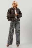 Leather jacket balloon με φερμουάρ μπορντό